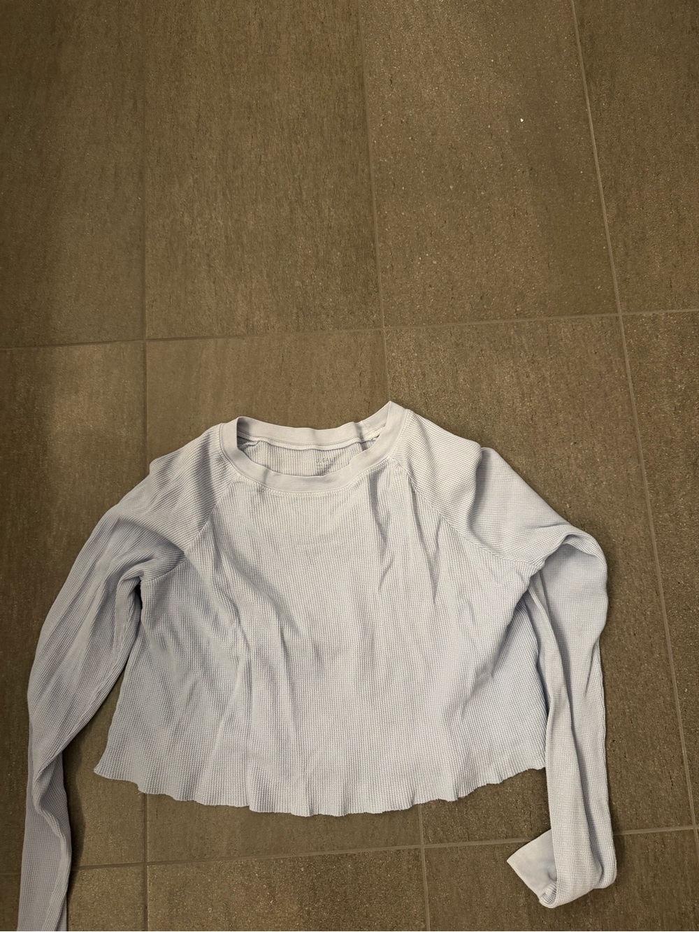 Brandy Melville Light Blue Ribbed Long Sleeve Crop Tee
